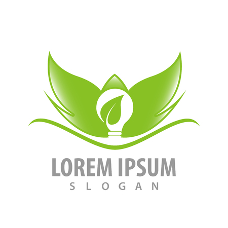 Leaf wings bulb logo concept design. Symbol graphic template elementのイラスト素材