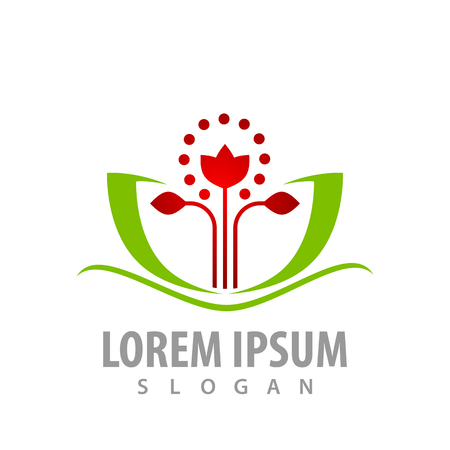 Lotus flower stalks logo concept design. Symbol graphic template elementのイラスト素材