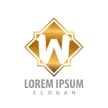Luxury square initial letter w logo concept design. Symbol graphic template elementのイラスト素材