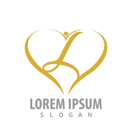 Luxury heart silhouette initial letter L logo concept design. Symbol graphic template elementのイラスト素材