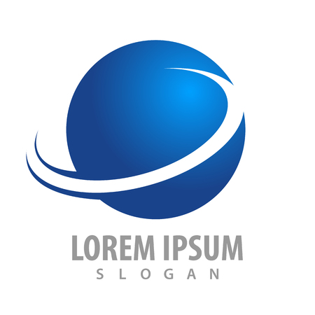 Blue sphere swoosh logo concept design. Symbol graphic template elementのイラスト素材
