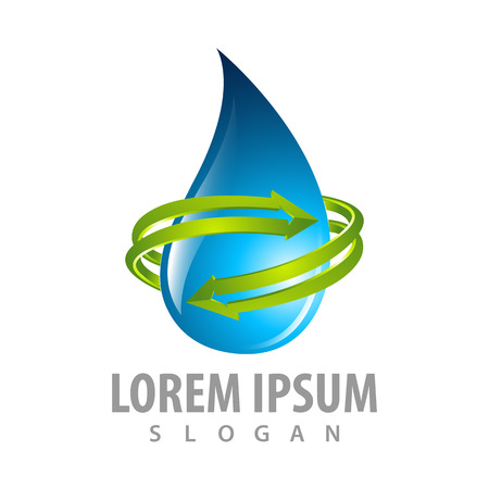 Water drop with rotate arrow logo concept design. Symbol graphic template elementのイラスト素材