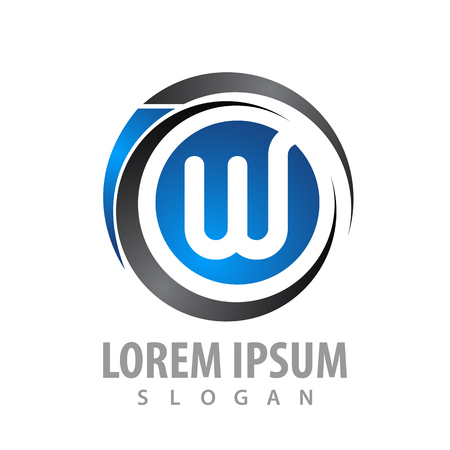 logo concept design. Initial letter W. Symbol graphic template element. Circle flate styleのイラスト素材