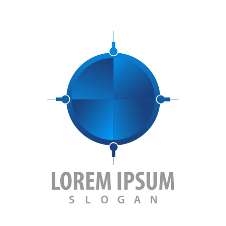 logo concept design. Blue target Symbol graphic template element. 3D styleのイラスト素材