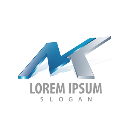 3D initial letter MK logo concept design. Symbol graphic template elementのイラスト素材