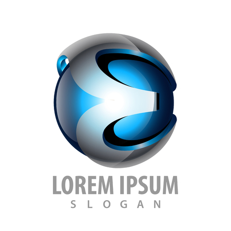 3D sphere initial letter E logo concept design. Symbol graphic template elementのイラスト素材