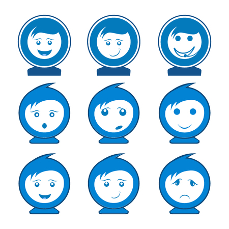 Circle smile face character set logo concept design. Symbol graphic template elementのイラスト素材