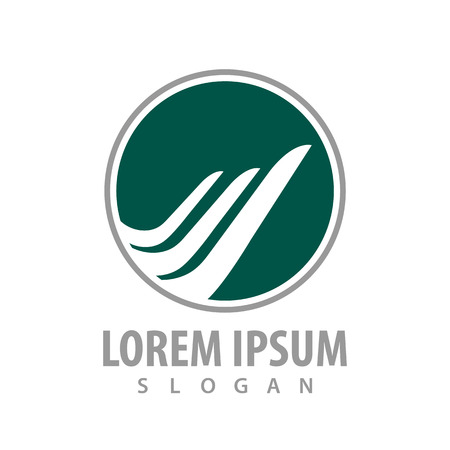 logo concept design. Green circle wing. Symbol graphic template elementのイラスト素材
