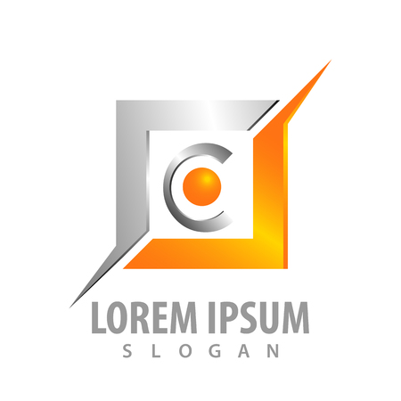 logo concept design. Shiny square with letter C. Symbol graphic template elementのイラスト素材