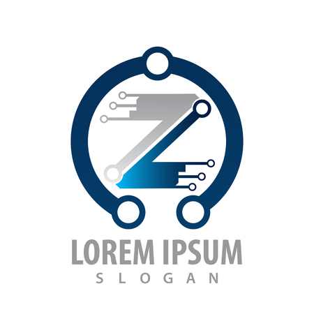 logo concept design. Digital technology letter Z. Symbol graphic template elementのイラスト素材