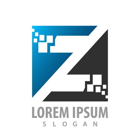 Digital initial letter Z logo concept design. Symbol graphic template elementのイラスト素材