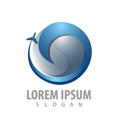 Swirl airplane logo concept design. Symbol graphic template elementのイラスト素材