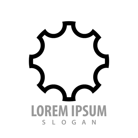 Gear line logo concept design. Symbol graphic template elementのイラスト素材