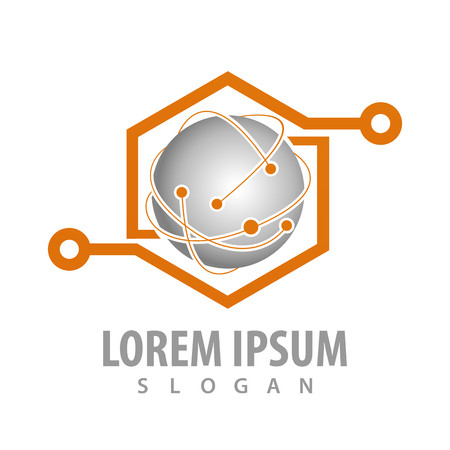 Global Sphere hexagon logo concept design. Symbol graphic template elementのイラスト素材