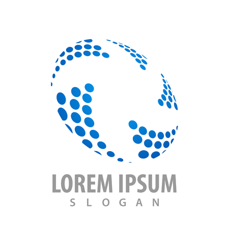 Pictograph of dot geometric pattern logo concept design. Symbol graphic template element のイラスト素材