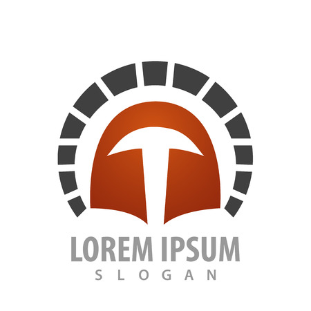 Rounded spartan helmet logo concept design. Symbol graphic template elementのイラスト素材