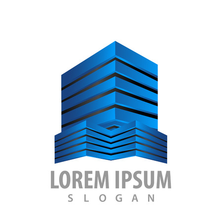 Modern 3D building estate logo concept design. Symbol graphic template elementのイラスト素材