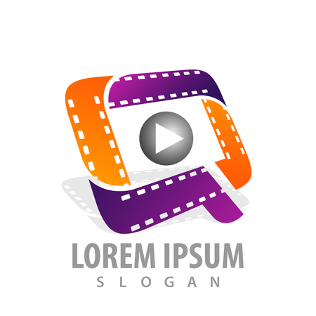 roll cinema-movie roll film media play logo concept design. initial letter Q. Symbol graphic template elementのイラスト素材