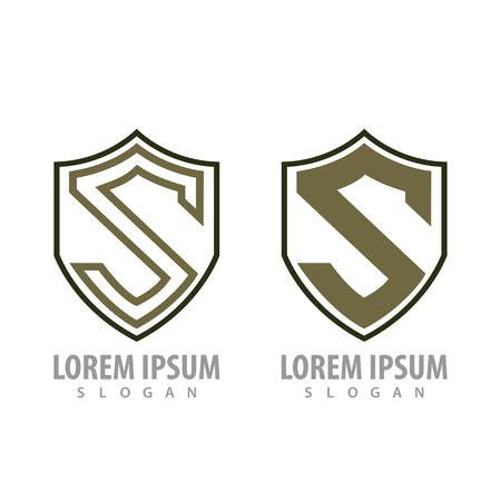 Shield letter S set concept design. Symbol graphic template elementのイラスト素材