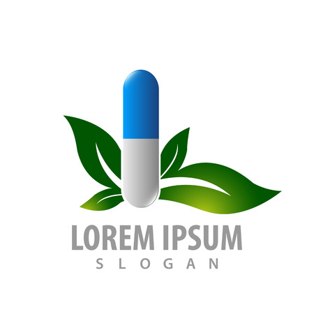 Leaf with capsule medical concept design. Symbol graphic template elementのイラスト素材