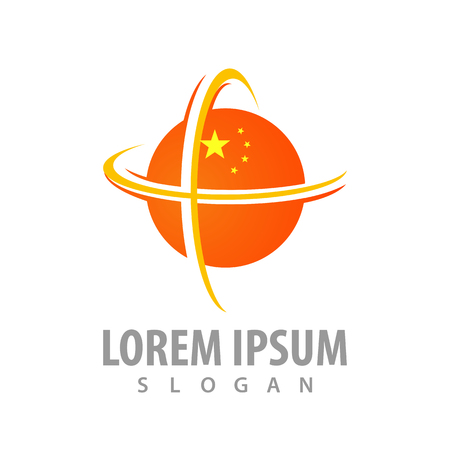 Global sphere orange with star concept design. Symbol graphic template elementのイラスト素材