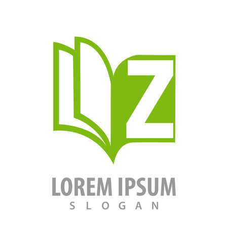 Green book with letter Z logo concept design. Symbol graphic template elementのイラスト素材