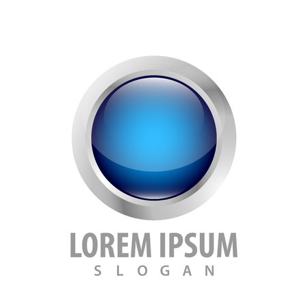 3d blue circle button concept design. Symbol graphic template elementのイラスト素材