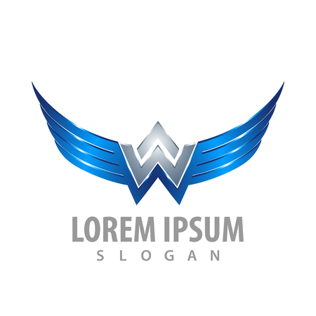 Shiny wing letter W concept design. Symbol graphic template elementのイラスト素材