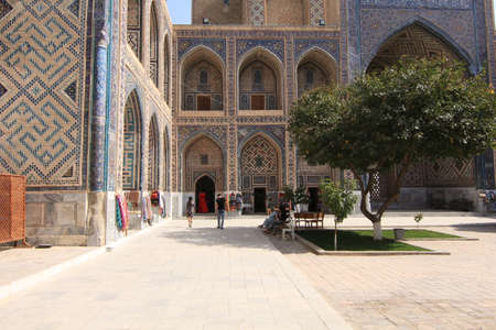 Samarkand Registan Madrasa Ulug'beq courtyardのeditorial素材