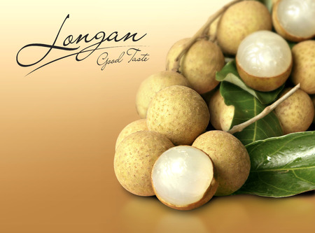 Longan on background with textの写真素材