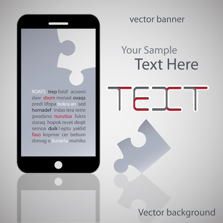 Banner with mobile phone. Part of the touch screen in the form of a puzzle/のイラスト素材