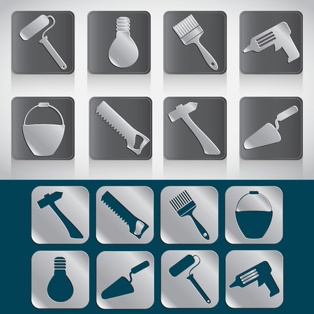 Set of icons of tools for house construction or repairのイラスト素材