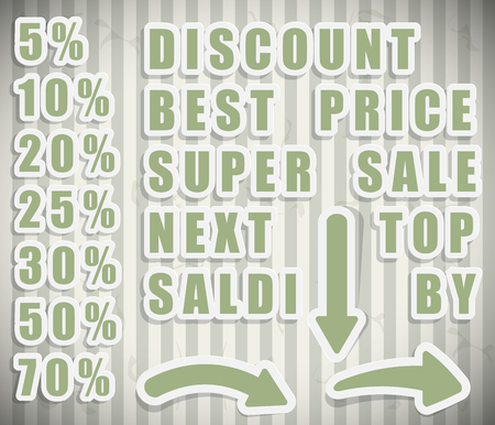 Set of elements for design discount advertising: signs, percentagesのイラスト素材
