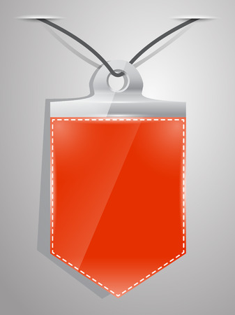 Red pennant hanging on a nail on the wall with shadow. Vector illustration.のイラスト素材