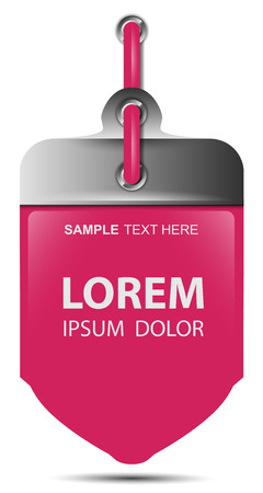 The pennant with a metal holder and cord, hanging on a nail on the wall with shadow.のイラスト素材