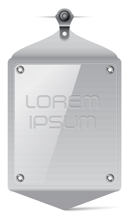 Pendant signboard-banner in the form of a pennant of gray color, imitation of metal.のイラスト素材