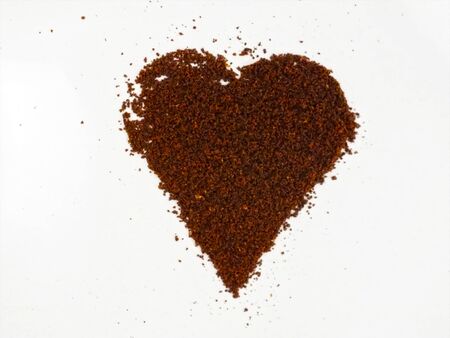 Coffee heart shape, made from ground coffee.の写真素材