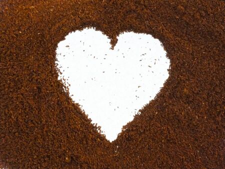 Coffee heart shape, made from ground coffee.の写真素材
