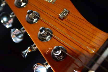 close up of guitar head