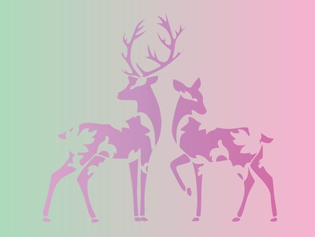 Deer couple illustration.のイラスト素材