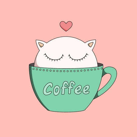 Cup of kitten isolated in backgroundのイラスト素材