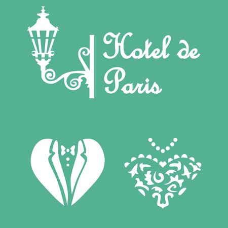Hotel de Paris stencil postcard designのイラスト素材