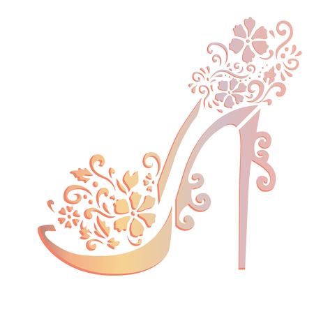 Floral shoes stencil artのイラスト素材