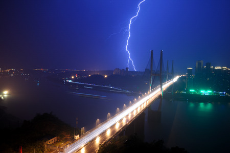 Lightning at the cityの写真素材