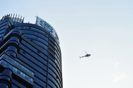 Helicopters and buildingsのeditorial素材