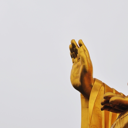 Buddha hand sculptureの写真素材