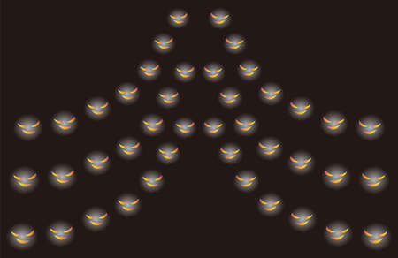 A ghost-like black globe-like graphic with eyes and mouth aligned in the dark.のイラスト素材