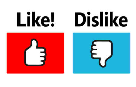 Red "Like" buttons and blue "Dislike buttons" backgroundãlandscapeのイラスト素材