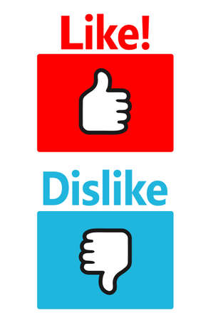 Red "Like" buttons and blue "Dislike buttons" backgroundãVerticalのイラスト素材