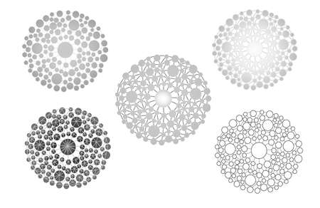 A graphic in which inorganic gray round cells diffuse in a circle. background-landscapeのイラスト素材